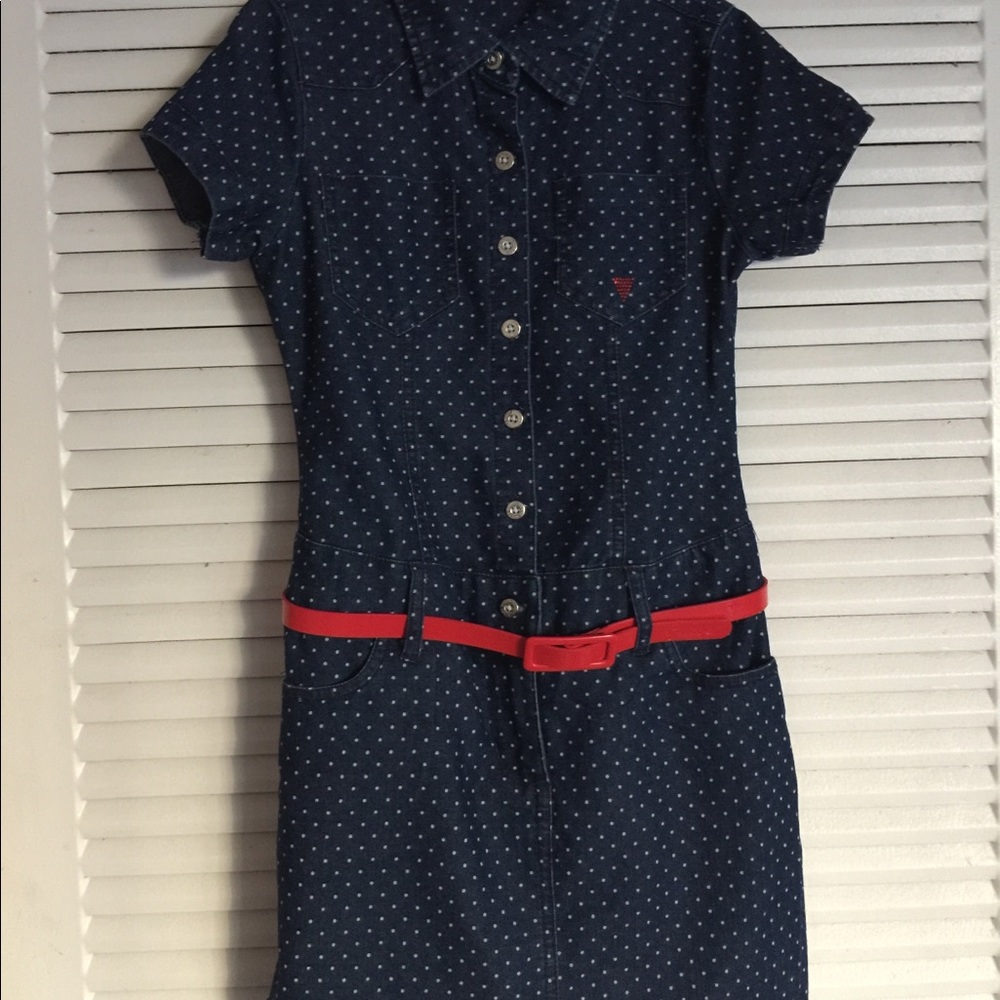 Guess Kids Girls Jean Dress Blue & White Size 7/8